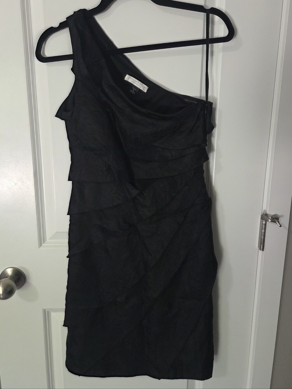 One-Shoulder Black Layered Cocktail Dress